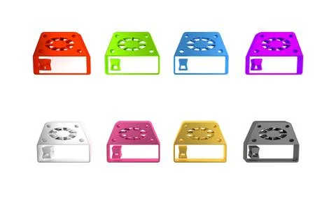 Colorful Computer cooler icon isolated on white background. PC hardware fan.. Illustrazione stock
