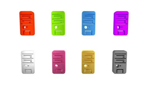 Colorful Computer icon isolated on white background. PC component sign. Min.. Illustrazione stock