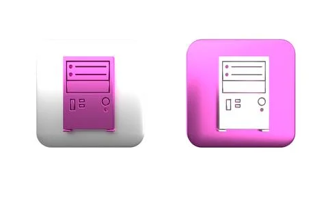 Colorful Computer icon isolated on white background. PC component sign. Squ.. Stock-Illustration