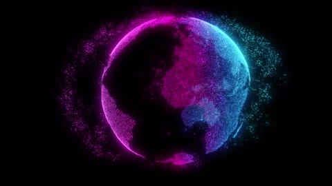 Colorful Computer Matrix Data Earth Rotate Animation 스톡 동영상 283451110