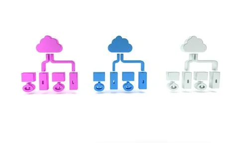 Colorful Computer network icon isolated on white background. Laptop network.. Stock Illustration