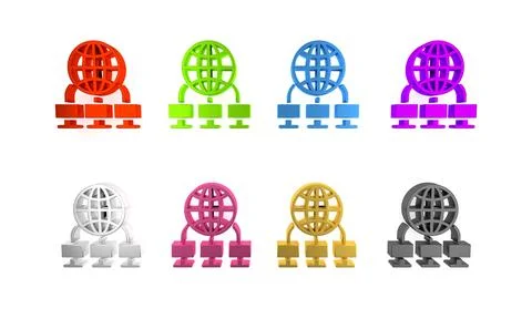 Colorful Computer network icon isolated on white background. Laptop network.. Stock Illustration