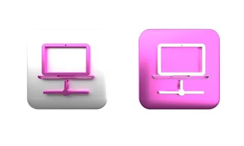 Colorful Computer network icon isolated on white background. Laptop network.. Stock Illustration