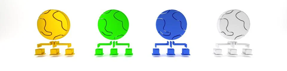 Colorful Computer network icon isolated on white background. Online gaming... Foto stock