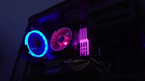 Colorful computer processor and fans Stockbeeldmateriaal 139568498