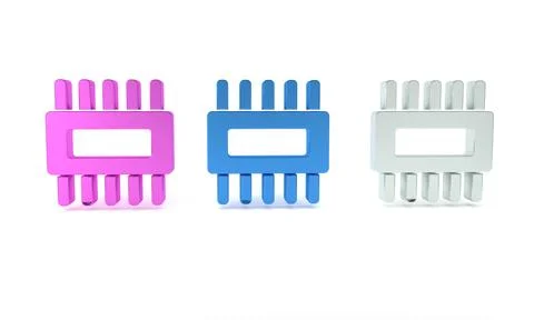 Colorful Computer processor with microcircuits CPU icon isolated on white b.. イラスト素材