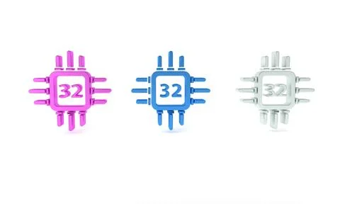 Colorful Computer processor with microcircuits CPU icon isolated on white b.. Illustrazione stock