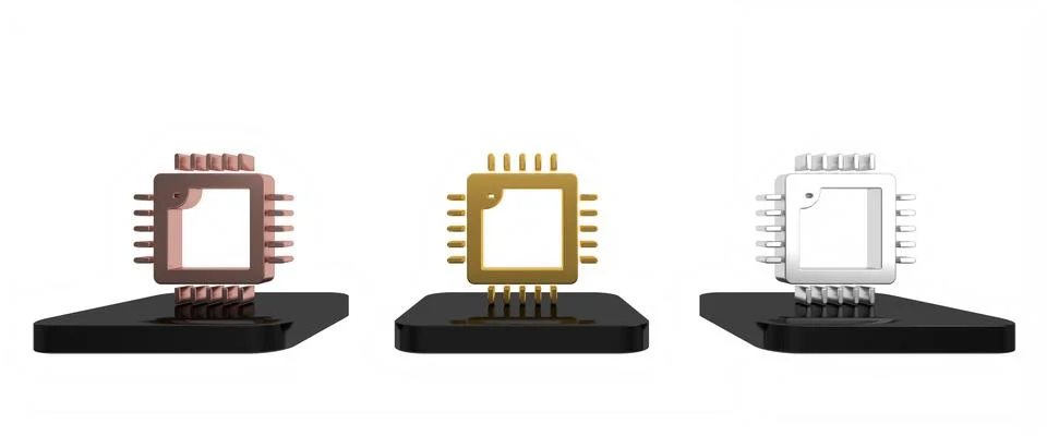 Colorful Computer processor with microcircuits CPU icon isolated on white b.. Stock Illustration