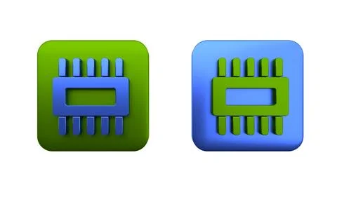 Colorful Computer processor with microcircuits CPU icon isolated on white b.. イラスト素材