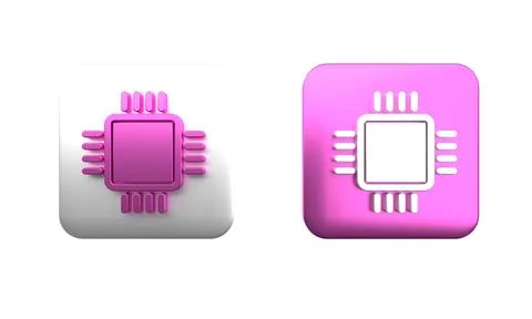 Colorful Computer processor with microcircuits CPU icon isolated on white b.. Illustrazione stock