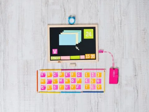 Colorful computer with user interface Stock Photos