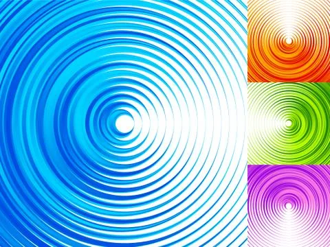 Colorful concentric circle elements. 4 bright, vivid, vibrant colors Illustrazione stock