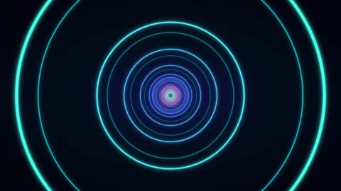 Colorful concentric circles with bright tones on dark background Stock Footage 336994281