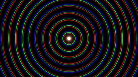 Colorful concentric circles create an optical illusion Stock Footage 338025366