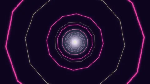 Colorful concentric circles create a tunnel effect in motion Stock Footage 337301817