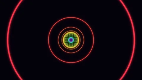 Colorful concentric circles on dark background with shining effect Stock Footage 337232269