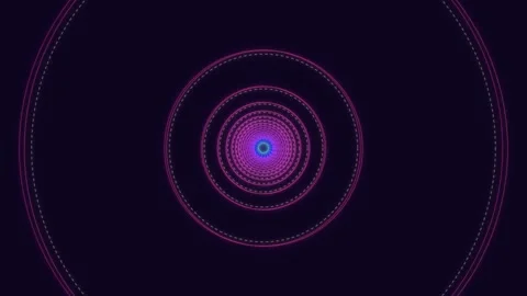 Colorful concentric circles on dark background with glowing effect Stock Footage 337301889