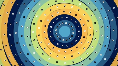 Colorful concentric circles with dots, abstract background, vibrant design, circ Stock Footage 330928882