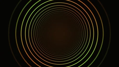 Colorful concentric circles with gradient shades on a dark Stock Footage 340279690