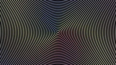 Colorful concentric circles motion background. 4K hypnotic rainbow tunnel a.. Video stock 327016430