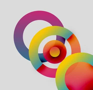 Colorful concentric circles overlap, creating vibrant visual effect. Modern Stock Illustration