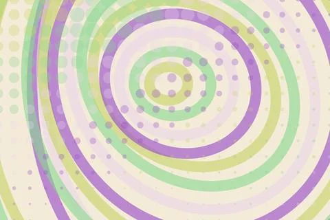 Colorful concentric circles pattern with dots on white background Stock Photos