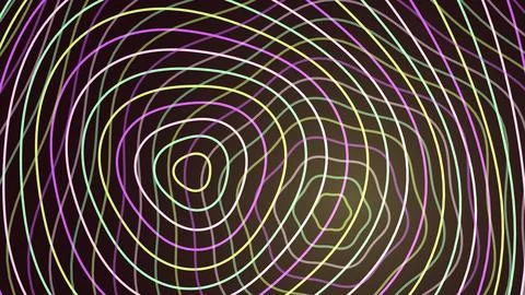 Colorful concentric circles pattern with glowing lines Stock Illustration