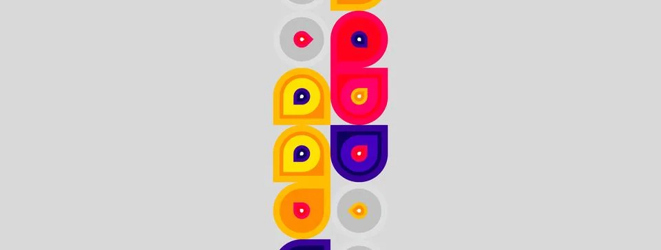 Colorful concentric circles stacked vertically. Bright hues create playful, Stock Illustration