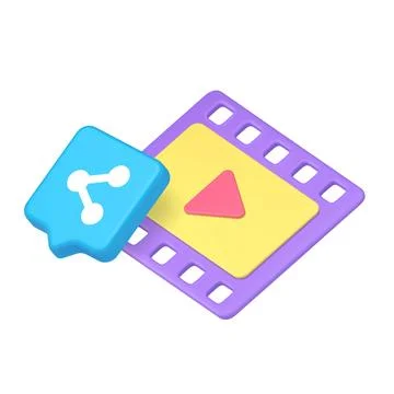 Colorful concept with share button and video player interface symbolizing onl Illustrazione stock