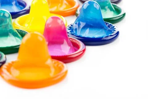 Colorful condom Stock Photos
