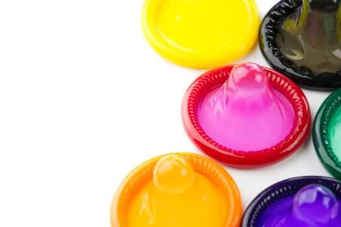 Colorful condom Stock Photos
