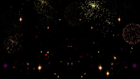 Colorful confetti and fireworks exploding in the night sky 스톡 동영상 338215706