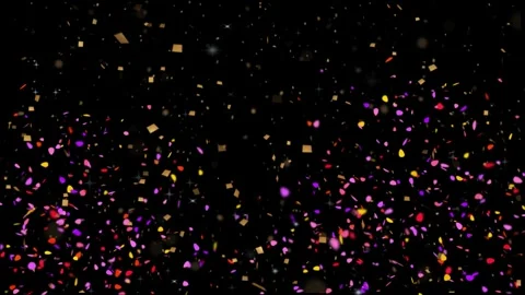 Colorful confetti and glitter falling on black background Video stock 337087448