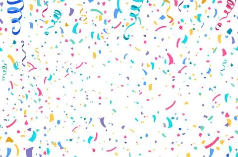 Colorful confetti and serpentine ribbons flying at the air. Streamers, tinsel Stock Illustration