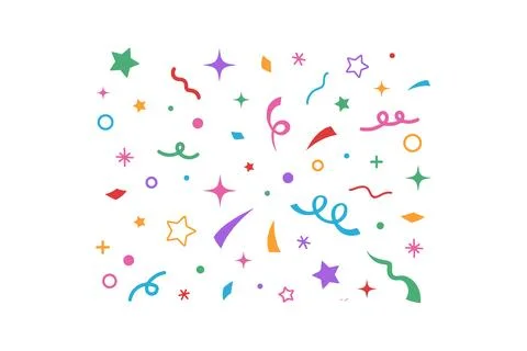 Colorful Confetti and Streamers Pattern. Vector icon. Stock Illustration