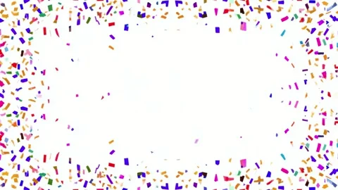 Colorful confetti border frame with copy space, hand drawn stop motion anim.. Stock Footage 342046419