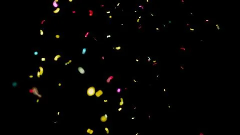 Colorful Confetti Camera Focus Depth. Multicolored Confetti Overlay. 스톡 일러스트