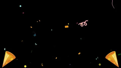 Colorful confetti explosion on black background. Festive party poppers with Video stock 339394644