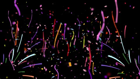 Colorful confetti explosion on black background for festive celebration and Stock Footage 344917839
