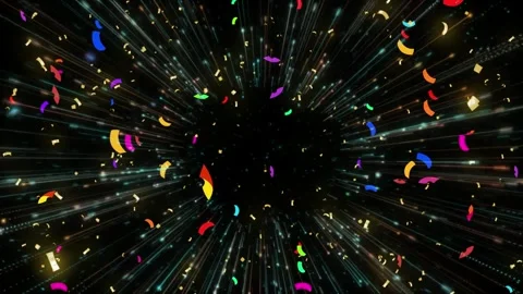 Colorful confetti explosion on black background for festive celebration and Stock Footage 344918579