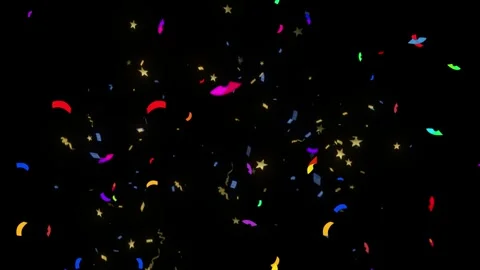 Colorful confetti explosion in dark background. Vibrant party celebration with Видео 339992148