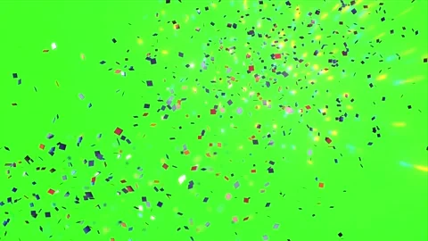 Colorful Confetti Explosion Falling on Green Screen Background loop Stock Footage 345095731
