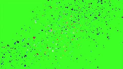 Colorful Confetti Explosion Falling on Green Screen Background loop Stock Footage 345095736