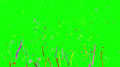 Colorful confetti explosion on green screen. Festive party streamers burst for Video stock 340381017