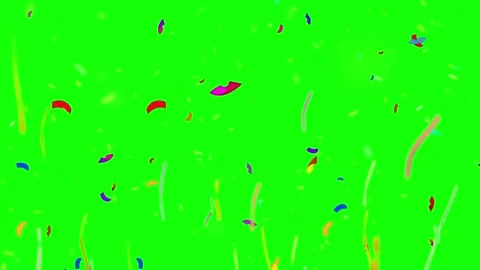 Colorful confetti explosion on green screen. Festive party streamers burst for Stock Footage 340381072