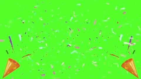 Colorful confetti explosion on green screen. Party poppers bursting with Vídeos de archivo 340381972