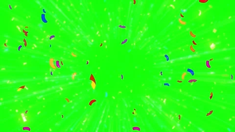 Colorful confetti explosion on green screen background for celebration and Stock Footage 344918580