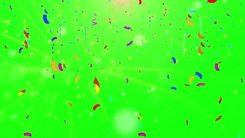 Colorful confetti explosion on green screen background for celebration and Stock Footage 345017032