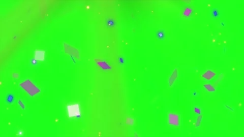 Colorful confetti falling against a bright green screen background for easy Stockbeeldmateriaal 346207664