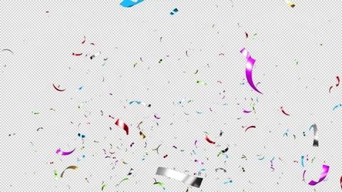 Colorful Confetti Falling on Alpha Background, Luma Matte Channel. Stock Footage 253231904